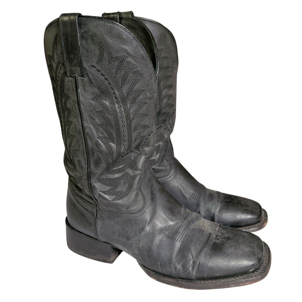 JB Dillon Boots Mens Size 12D Square Toe Black Western Cowboy Country Boy